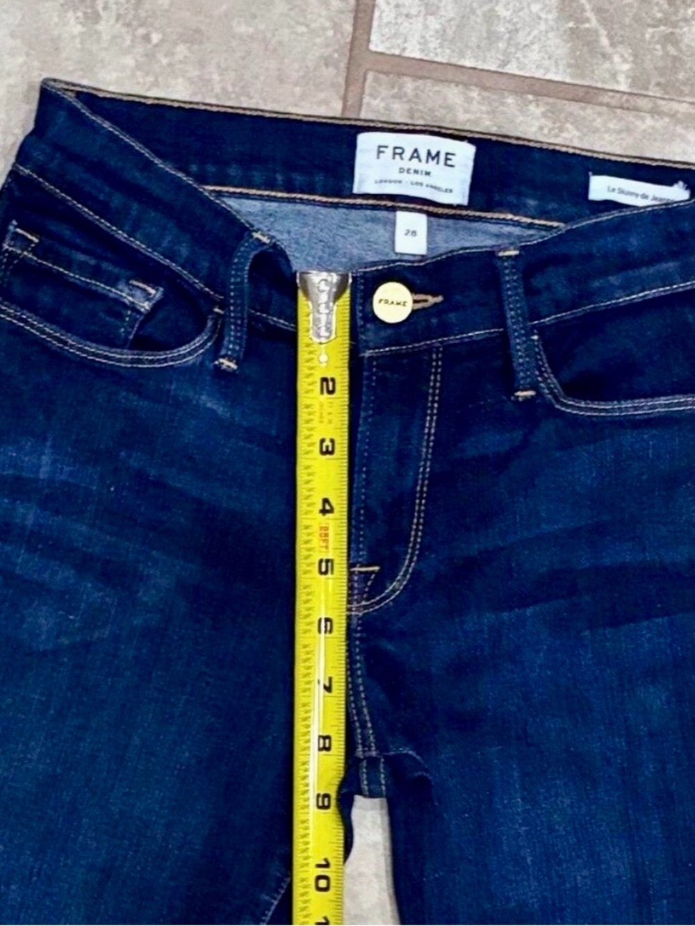 FRAME Le Skinny de Jeanne “Dame” Dark Indigo Wash Skinny Jeans Size 28x27 LNWT - Picture 8 of 12